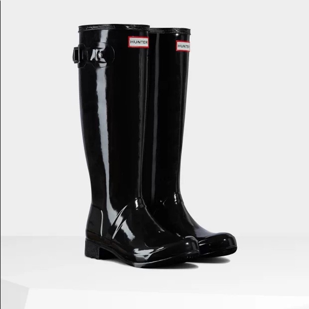 HUNTER OriginalTour Foldable Gloss Tall Rain Boots - Picture 1 of 7